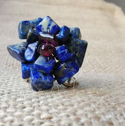 Lapis lazuli garnet flower - lapis,