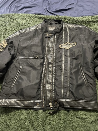 Black leather biker - black,