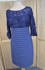 BNWT Adrianna Papell Navy Banded Dress Mesh Size UK 12 RRP £150 Xmas