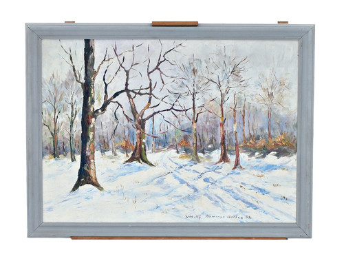 Signed oil painting winter - oil,