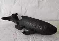 Japanese Patinated Bronze Koi Carp Fish Okimono - 12 Inches