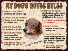 French Spaniel My Dog's House Rules Retro Metal Tin Sign Plaque Novelty Gift
