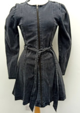 OASIS Size 10 Women's Grey Denim Fit N Flare Zip Up Dress. Pre Loved