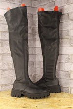 BLACK CHUNKY PLATFORM THIGH HIGH SOCK BOOTS SIZE 8 / 42 ASOS DESIGN USED CON