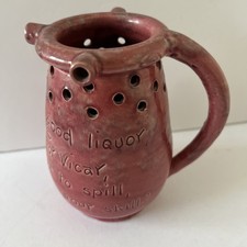 Brannam Baron Barnstaple Rare Pink Puzzle Jug 281 Studio Art Pottery Mottoware