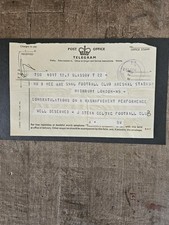 A Rare Telegram From Jock Stein Celtic FC Manager To Arsenal's Bertie Mee 1971