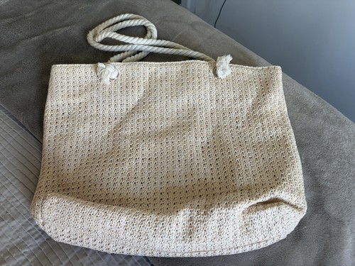 Natural woven beach bag - natural,