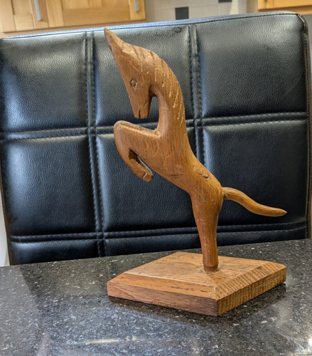 Hand carved wooden - hand, horse