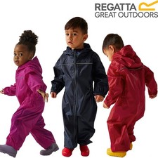 Regatta Kids Paddle Rain Suit Waterproof All-in-One Boys Girls Puddle Hooded