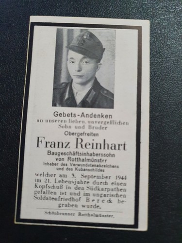 German ww2 death card - ww2,