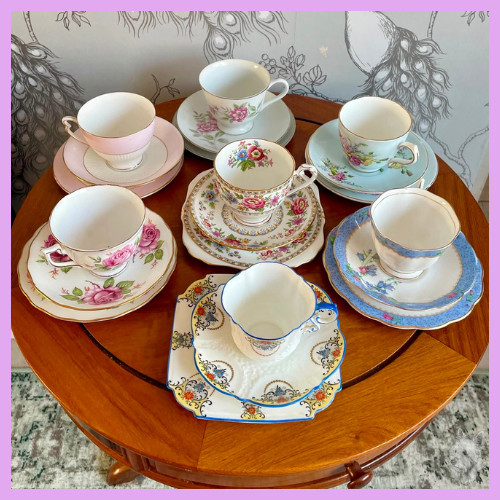 Vintage bone china tea - 7, trios
