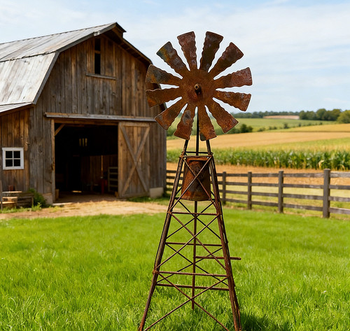 Retro rusty windmill ornament - retro,