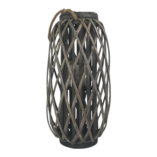 Grey wicker lantern cm - grey,