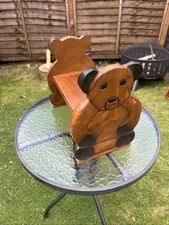 Vintage Carved Wooden Infants Bear Seat/step