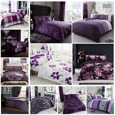 PRINTED  PURPLE DUVET COVER SET & Pillow Case Bedding Quilt Single Double King