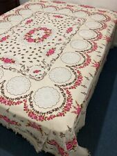 Vintage 1960s Bed Bedspread Double Retro NOS 240x240cm Floral Lace Pink Rose