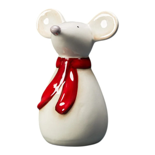 Ceramic mouse with red - , scarf