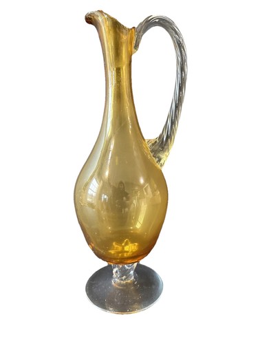 Vtg amber glass decanter - vtg,