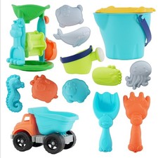 16 Pieces Kids Sand Truck & Accessories Fork Spade Beach Garden Toy