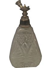 Vintage Decorative Glass Perfume Bottle with Brass Atomiser Elegant Design