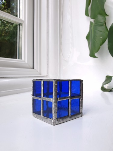 Vintage stained glass - stained, cobalt