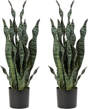 2PCS Large Artificial Snake Plants, 26'' Fake Sansevieria Decorative Faux Plants