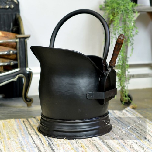 Black traditional coal bucket - coal,
