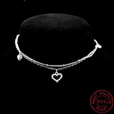 Women New Adjustable Ankle Crystal Bracelet Sterling Silver Anklet Foot Chain UK