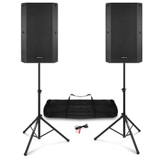 Vonyx VSA150S 15" Active Powered DJ PA Speaker System Set with Stands