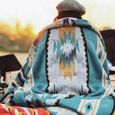 HORIMOTE HOME Aztec Patterned Soft Sherpa Throw Blanket Southwestern Navajo Tri