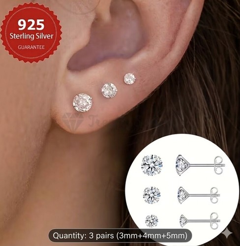 925 sterling silver - silver, stud