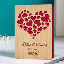 Personalised Wooden Wedding Anniversary Card With Any Name Date Congratulations