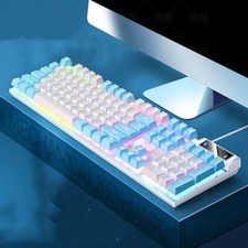 Gaming Mechanical Keyboard 104 Keys RGB LED USB Wired For PC Laptop PS4 Xbox LOL