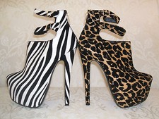NEW SIZE 3 4 5 6 7 8 LEOPARD ZEBRA EXTREME HIGH HEEL SEXY BONDAGE FETISH SHOES