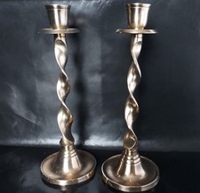 Vintage Barley Twist Brass Candlesticks X 2 Cottagecore