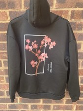 Japanese style Hoody Japan Cherry Blossom Tree Hoodie Black Jumper Anime 14-16