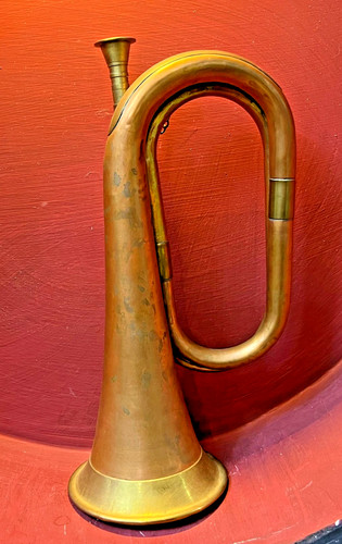 Antique style brass bugle horn - antique,