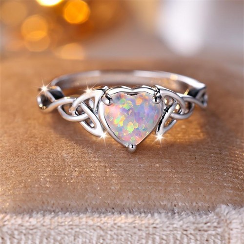 Heart mystic white fire - heart, opal
