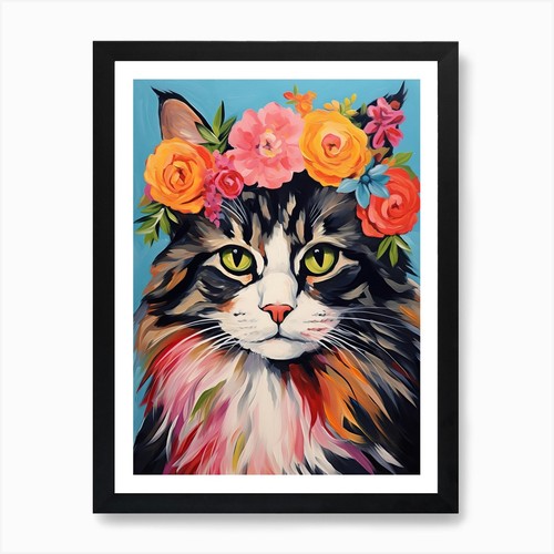 Norwegian forest cat with - forest,