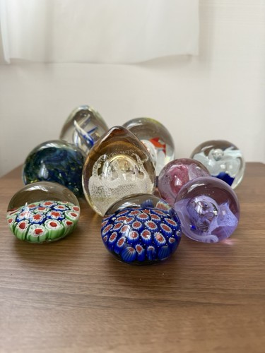 Job lot glass paperweights - glass, 9