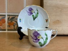 Herend Hungary Porcelain Chocolate Cup & Saucer - Kitty - Purple