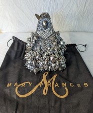 Mary Frances Mercury Rising Vintage Embellished Silver Beaded Wristlet Hand Bag