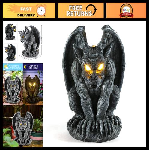 Large winged gargoyle statue - gargoyle,