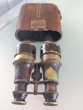 VINTAGE DOLLAND LONDON BRASS & LEATHER  MILITARY FIELD BINOCULARS WW1.CASED.