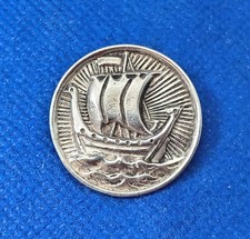 Vintage Robert Allison Scottish Sterling Silver Circular Viking Ship Brooch 
