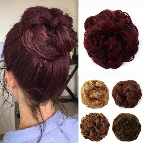Messy hair bun curly wavy - messy,
