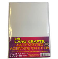 A4 Frosted Opaque Acetate 300 Micron x 5 Sheets, Semi Transparent, Craft Plastic