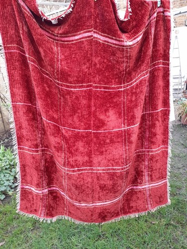 Vintage chenile fringed table - chenile,