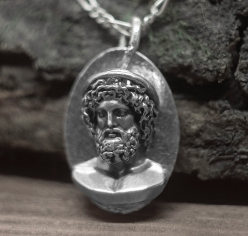 Asclepius silver pendant - asclepius,