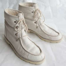 Vintage White Leather Wool Lined Ladies Winter Boots Salamander Normalschaft 7.5